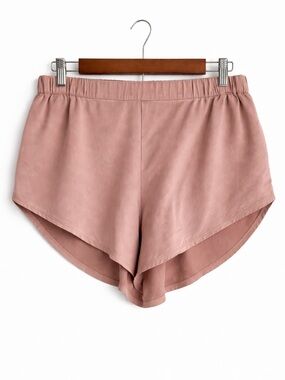 Lunya Washable Silk Taupe Lounge Shorts Elastic Waist Grip Detail Size M